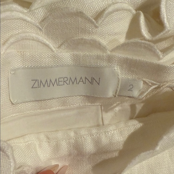 ZIMMERMANN Carnaby Scallop Broderie Anglaise Linen Flared Pants - Picture 7 of 14